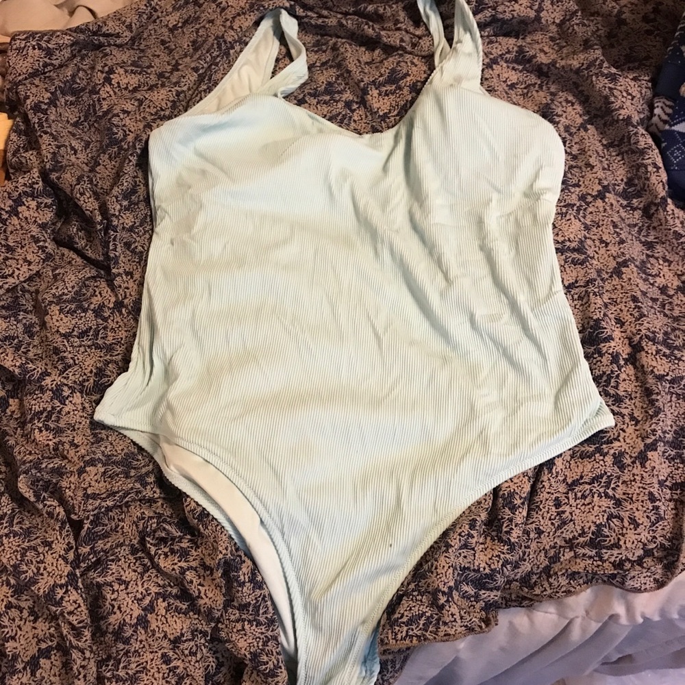 Aerie blue ribbed one piece swimsuit
